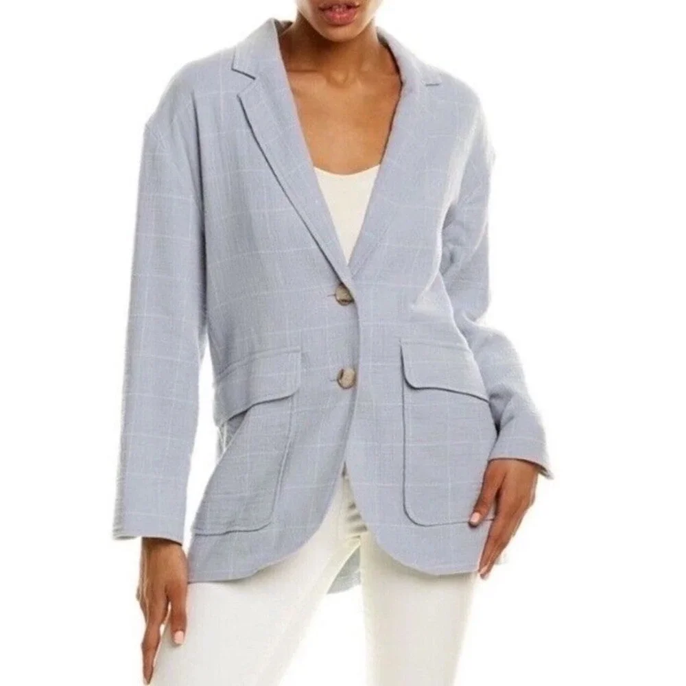 Madewell Blazer Cotton-Linen Relaxed Larsen Blazer in Windowpane size XS oversiz